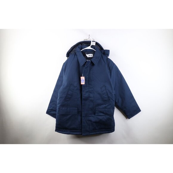 Deadstock Vtg 90s Military Mens XL Quilted Hooded B34 Jacket Workwear Blue USA